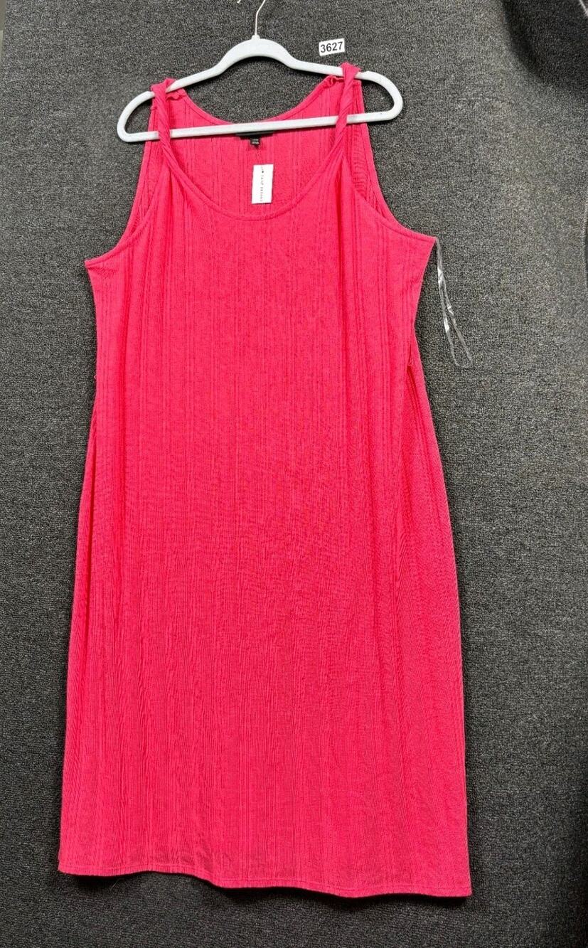 Lane Bryant Knit Midi T-Shirt Dress Womens Size 18/20 Bright Pink Sleeveless NEW